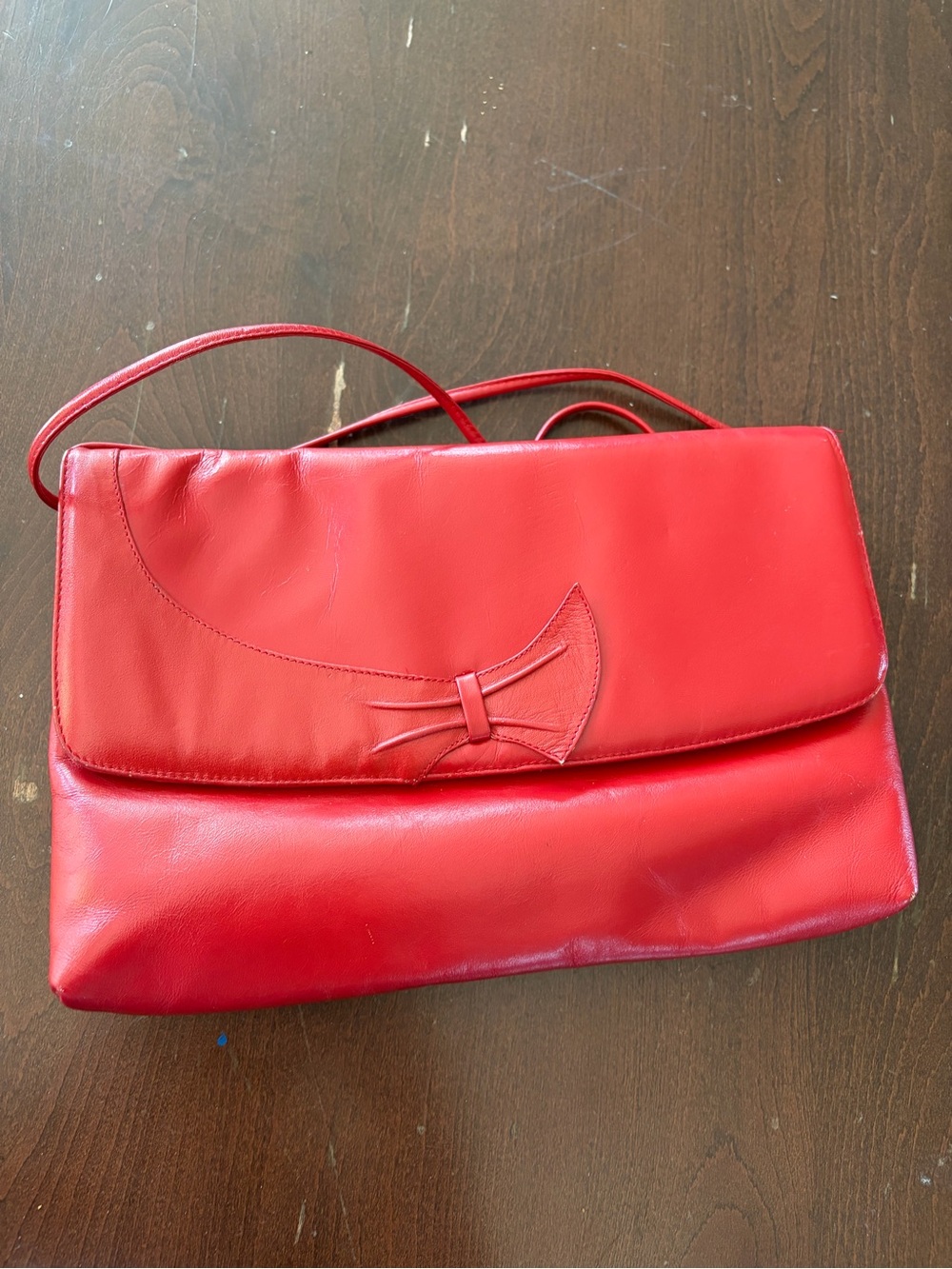 Vintage Red Leather Shoulder Bag